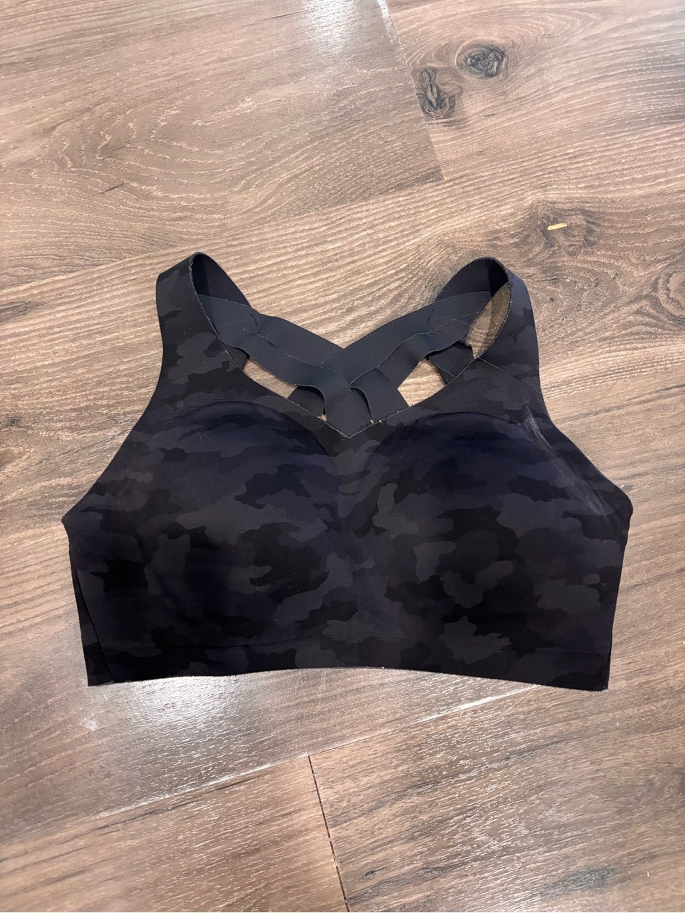 lululemon athletica Black Camo Strappy Seamless Sports Bra